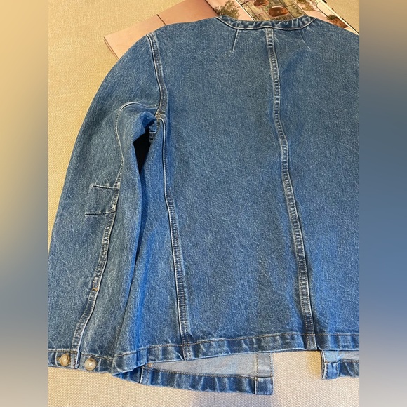 J. Crew Simone Relaxed Denim Jacket Open Front Collarless In Blue Size S - Picture 14 of 16